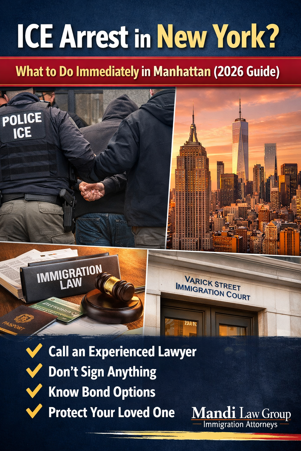 ICE arrest in Manhattan New York immigration lawyer consultation at Mandi Law Group